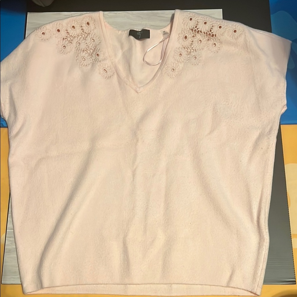 Pink Tahari Top with Embroidered Details